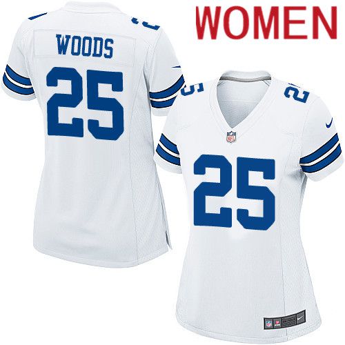 Women Dallas Cowboys 25 Xavier Woods Nike White Team Game NFL Jersey